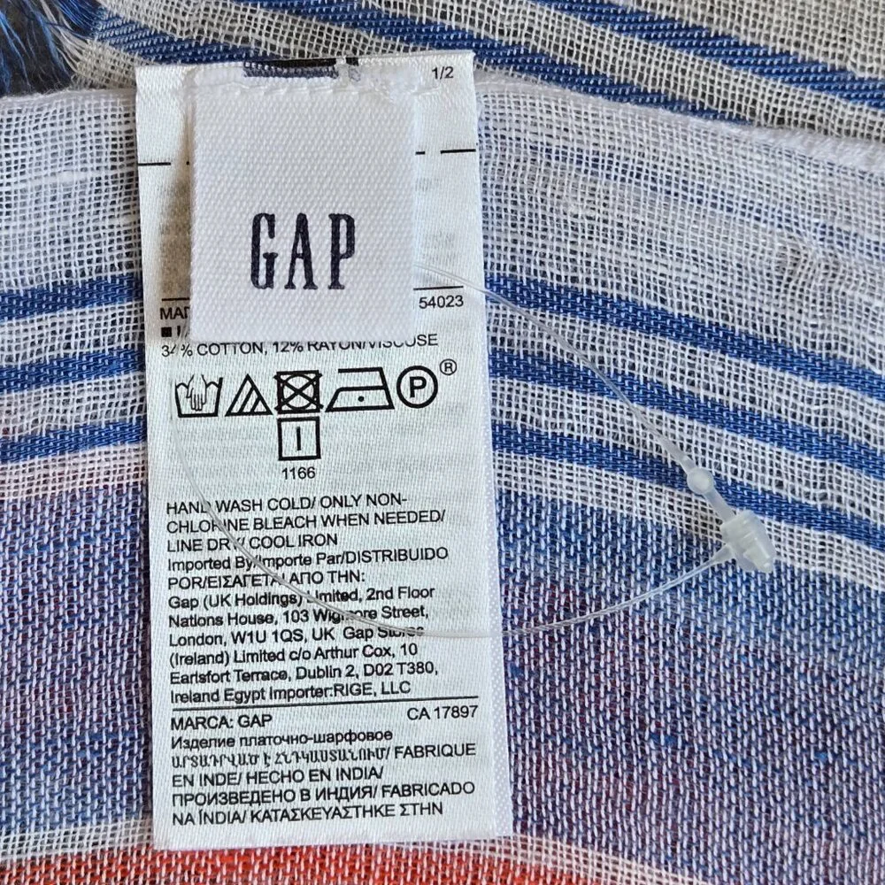 NWOT GAP Linen Cotton Large Striped Wrap Scarf Shawl